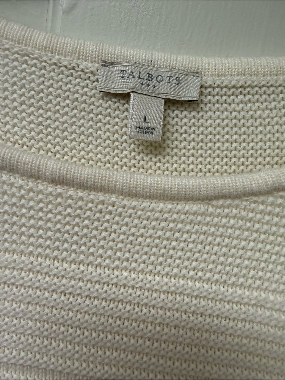 Talbots White Ribbed-Panel Crewneck Sweater - Picture 4 of 5